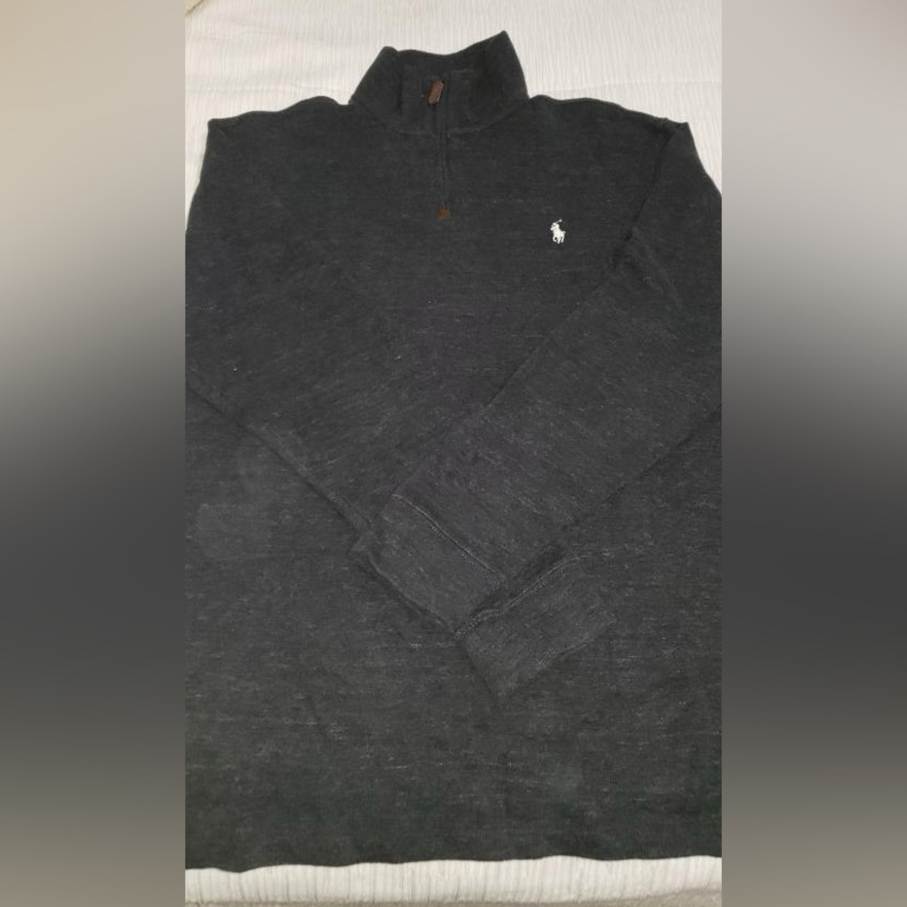 Dark grey polo half zip sweater